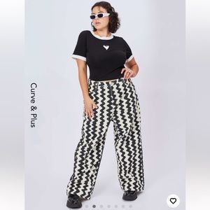 COPY - Curve & Plus Wavy Retro Straight Leg Pants- Cider